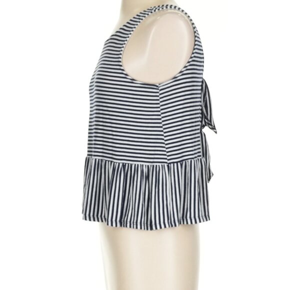 XS Anthropologie sunday in brooklyn tank top black and white stripe peplum - Picture 2 of 3